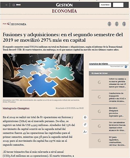 Fusiones y adquisiciones: en el segundo semestre de 2019 se moviliz 297% ms en capital